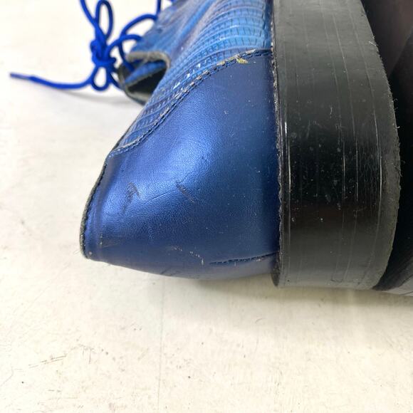 SIO Electric Blue Faux Alligator Crocodile Square Toe Oxford Shoes Sz 10 - Picture 7 of 10